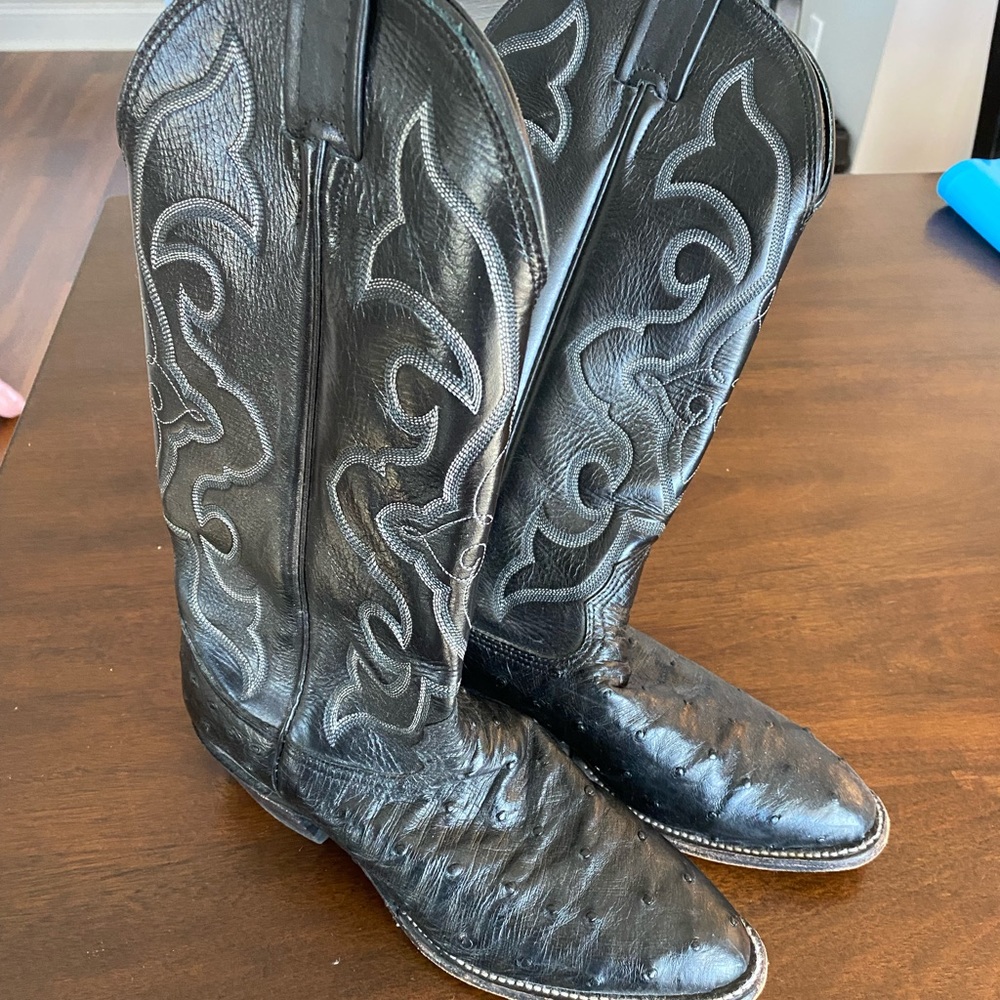 Custom made Larry Mahan Ostrich Skin Cowboy Boots